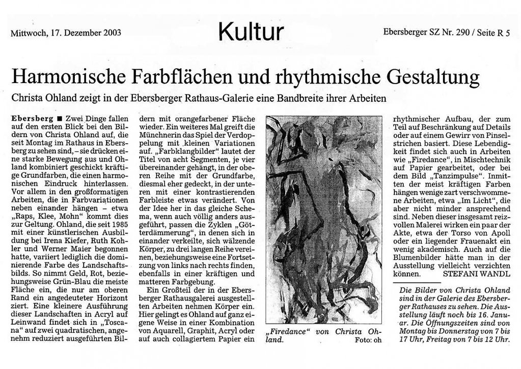 Süddeutsche Zeitung 17. Dezember 2003